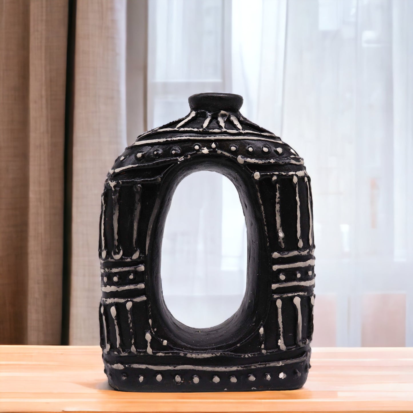 Vaza ceramica ovala cu model - Chocolate 23 cm