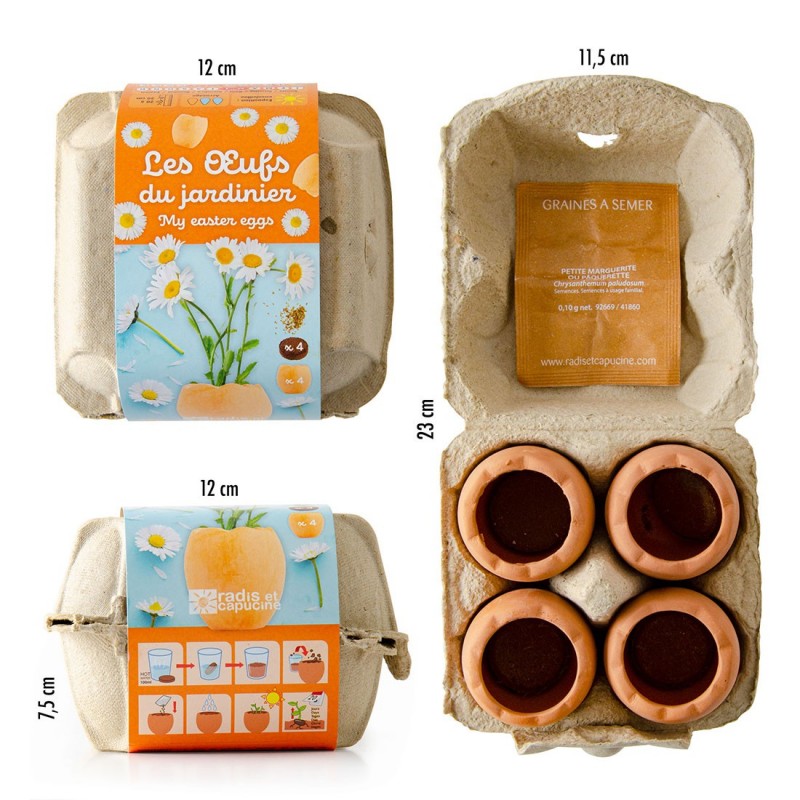 Kit de Paște cu 4 ghivece in forma de ou - Margarete