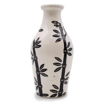 Vază ceramică cu model bambus - Natural 32 cm – vedere frontală