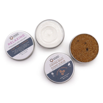 Set cadou de îngrijire - Mindful Moments – recipientele cosmetice văzute de sus